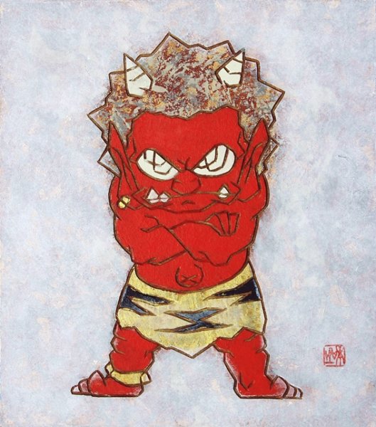 画像1: 瀧下和之　桃太郎図　赤鬼。 (1)
